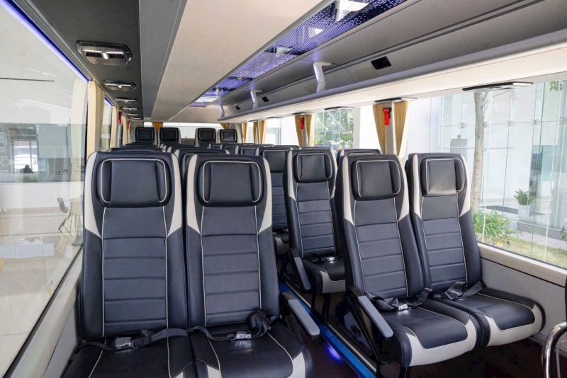 Nội thất xe 29 chỗ Thaco Evegreen hiện đại và tiện nghi